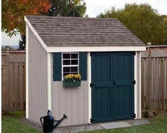 4' x 10' Storage Utility Garden Shed / Building Plans, Material List, Detail Drawings and Step-by- Step Instructions Included, Design 10410