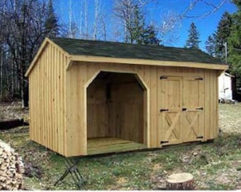 8x16 Saltbox Shed Plans, Firewood & Garden Storage (Design #70816)