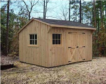 10' x 12' Utility Garden Saltbox Style Shed Project Plans, Material List and Step-by- Step Instructions Included  Design #71012