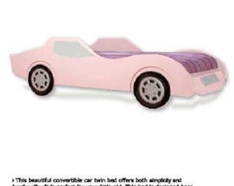 Convertible Pink Car Twin Bed Woodworking Plans (Instructions) Do It Yourself, Detail Drawings and Step-by- Step Instructions Included