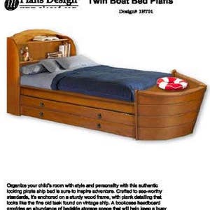 Children&#39;s Twin Boat Bed with Trundle Woodworking Plans, Do It Yourself, Detail Drawings and Step-by- Step Instructions Included