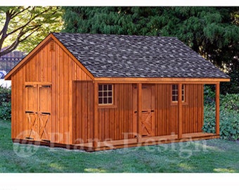 20' X 24' Shed with Porch, Guest House, Cottage or Cabin Building Plans, Material List Included #P52024