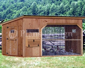 6' x 12' Walk in Modern Chicken Coop Plans, Material List Included # 80612CM