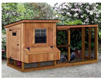 Chicken Coop / Hen House Plans with Kennel / Run 2 in 1 Combo, Design # 60410ML