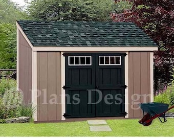 6' x 10' Garden Storage Lean-to Shed Plans / Blueprints, Material List, Detail Drawnings and Step-by- Step Instructions Included #D0610L
