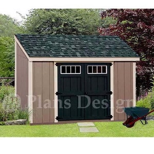 6' x 10' Garden Storage Lean-to Shed Plans / Blueprints, Material List, Detail Drawnings and Step-by- Step Instructions Included #D0610L