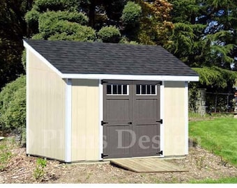 8' x 10' Garden Storage Lean-to Shed Plans / Blueprints, Material List, Detail Drawnings and Step-by- Step Instructions Included #D0810L