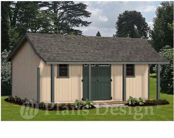 16' x 24' Guest House / Storage Shed with Porch Plans / Blueprints, Material List and Step-by- Step Instructions Included #P81624