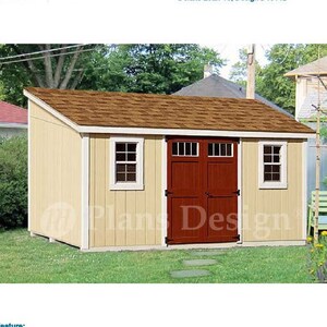10&#39; x 14&#39; Garden Storage Lean-to Shed Plans / Blueprints, Material List, Detail Drawnings and Step-by- Step Instructions Included #D1014L