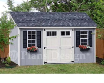 8' x 16' Garden Storage Lean-to Shed Plans / Blueprints, Material List, Detail Drawnings and Step-by- Step Instructions Included #D0816L