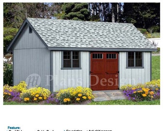 16' x 20' Storage Gable Shed Plans / Blueprints, Material List, Detail Drawnings and Step-by- Step Instructions Included #D1620G
