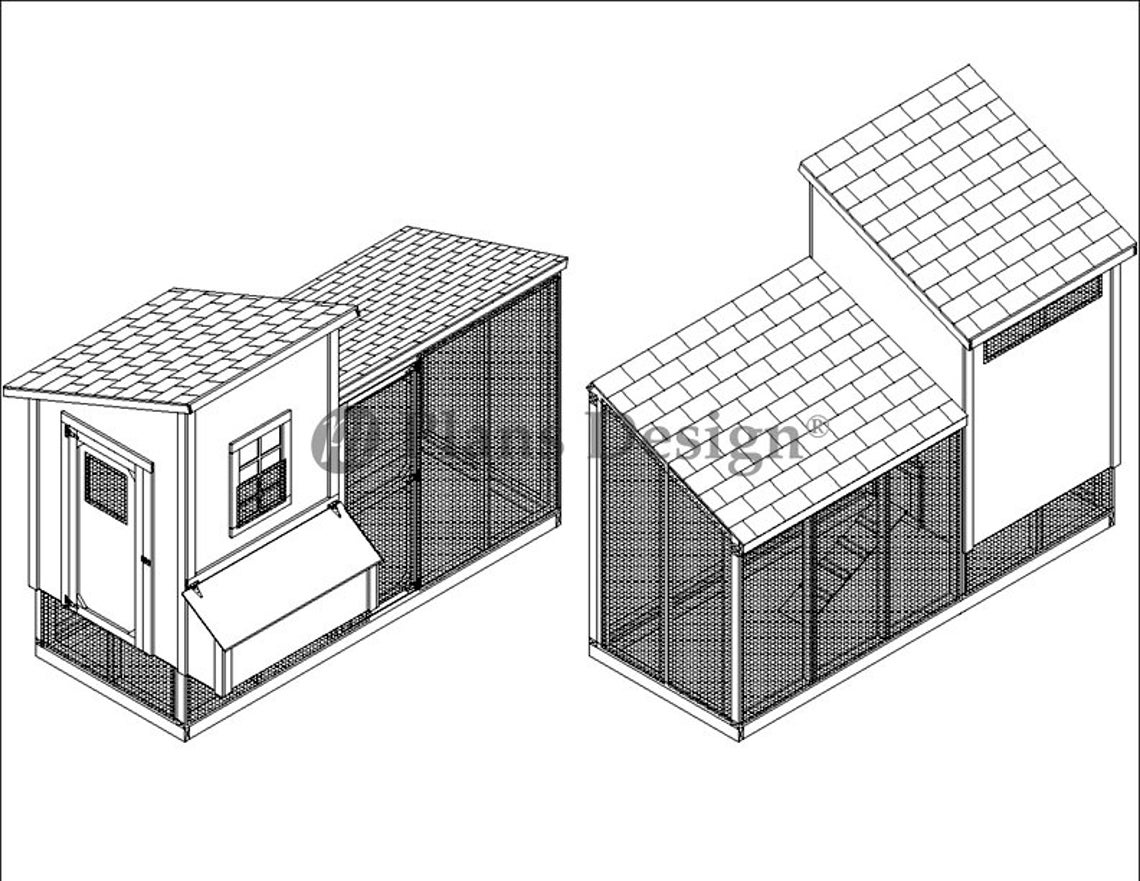 Chicken Coop / Hen House Plans With Kennel / Run 2 in 1 Combo Etsy