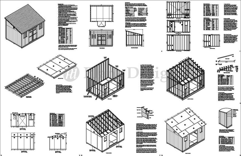 10' x 14' Garden Storage Lean-to Shed Plans / | Etsy