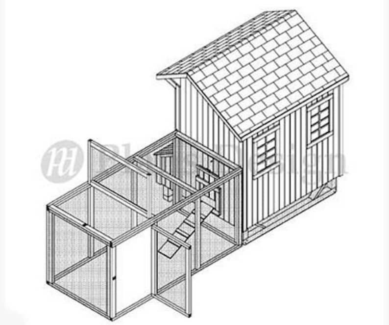 4'x7' Lean-To Style Chicken Poultry Coop Plans, 90407L