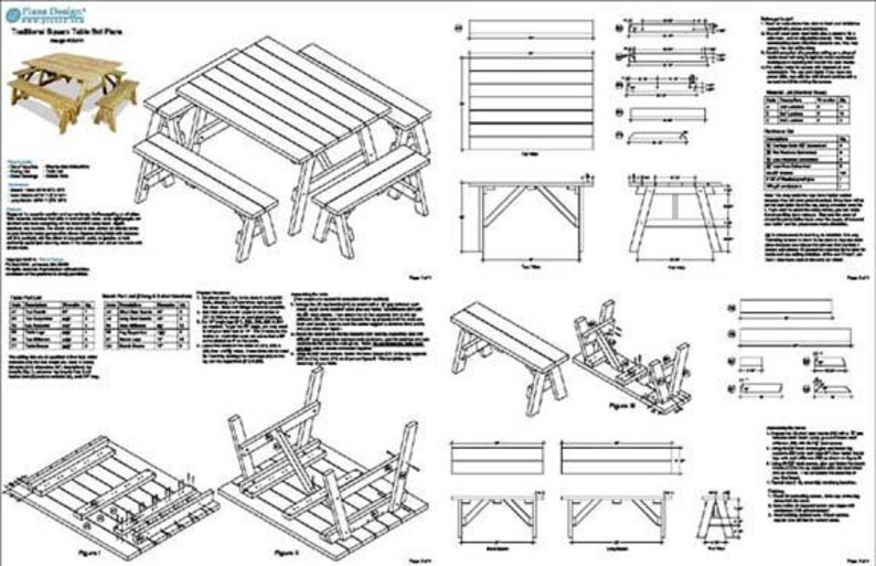 Classic Garden Square Picnic Table With Bench Furniture Plans, Material