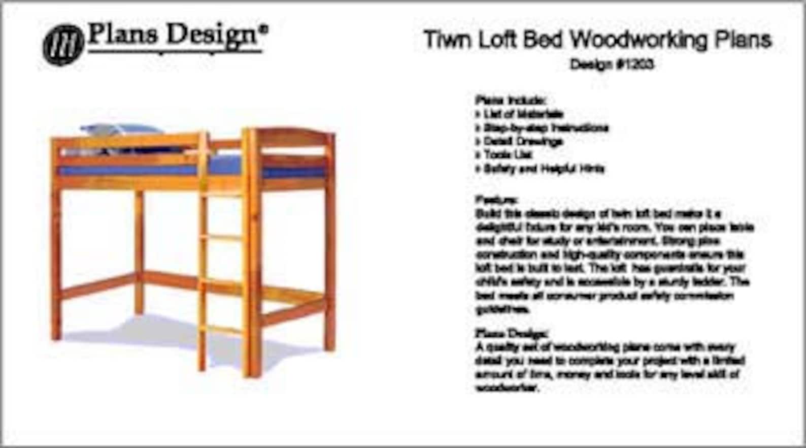 Twin Loft Bunk Bed Woodworking Plans instructions Design 1203, Detail
