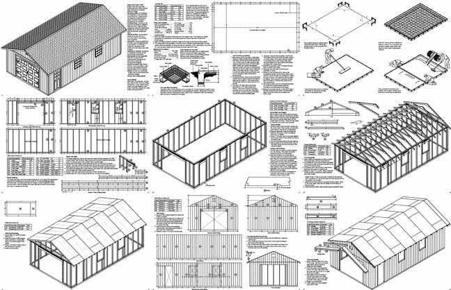 16x28 Gable Roof Car Garage Plans, DIY Storage Shed (blueprint) - Etsy