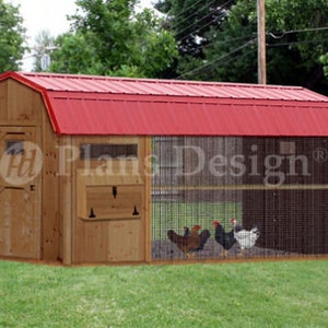 6' x 12' Walk in Barn Chicken Coop Plans, Material List Included # 80612CB