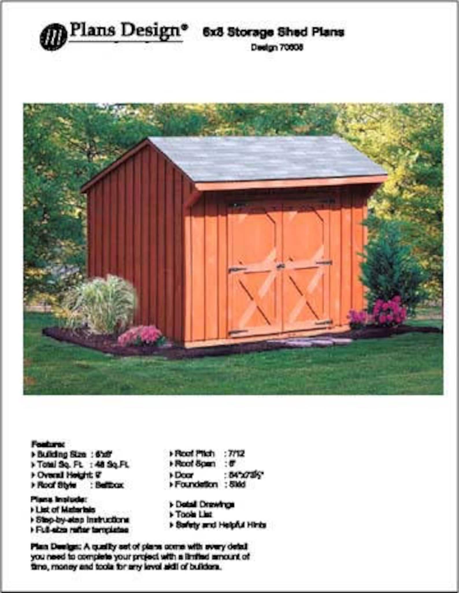 6' X 8' Playhouse or Garden Storage Shed Plans, Saltbox Style, Material