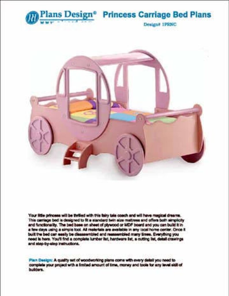 Princess Cinderella Carriage Twin Bed Woodworking Project Plans / Do It