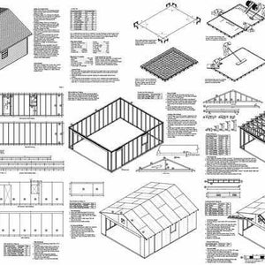 20 x 24 Two Car Garage Plans / Workshop Building Project Blueprints Plans, Step-by Step Instructions Included, Design 52024 image 2