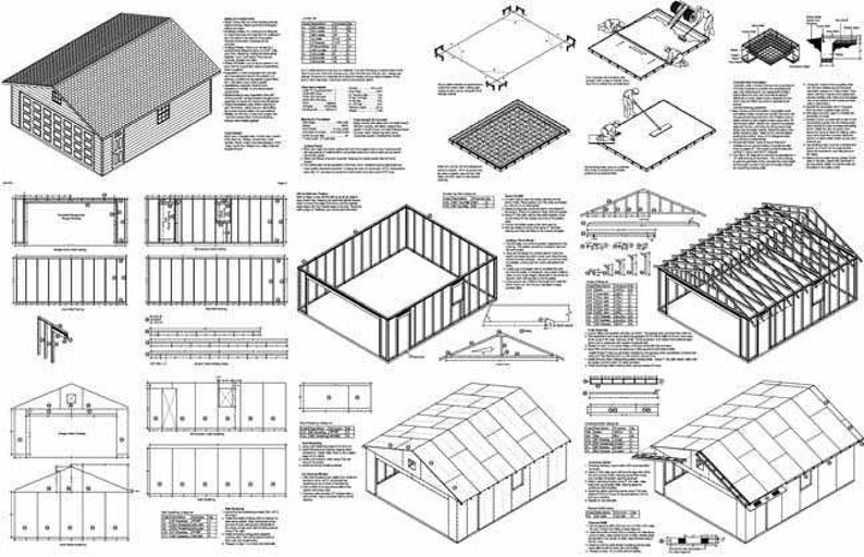 20 x 24 Two Car Garage Plans / Workshop Building Project Blueprints Plans, Step-by Step Instructions Included, Design 52024 image 2