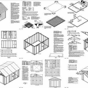 12 x 16 Garage Shed / Workshop Building Project Blueprints Plans, Material List and Step-by Step Instructions Included, Design 51216 image 2