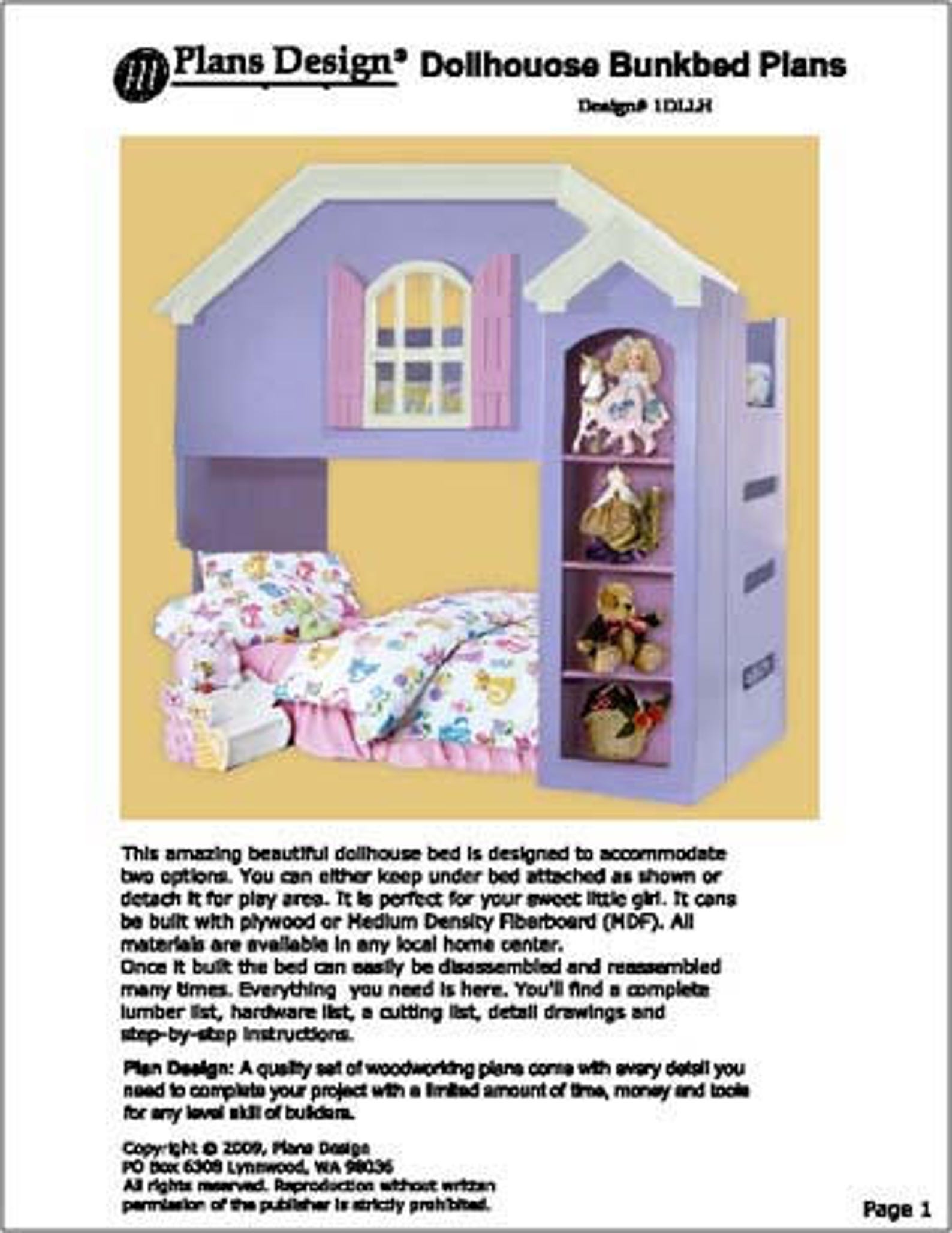 Dollhouse Bunk / Loft Twin Bed Woodworking Plans (instructions) Do It