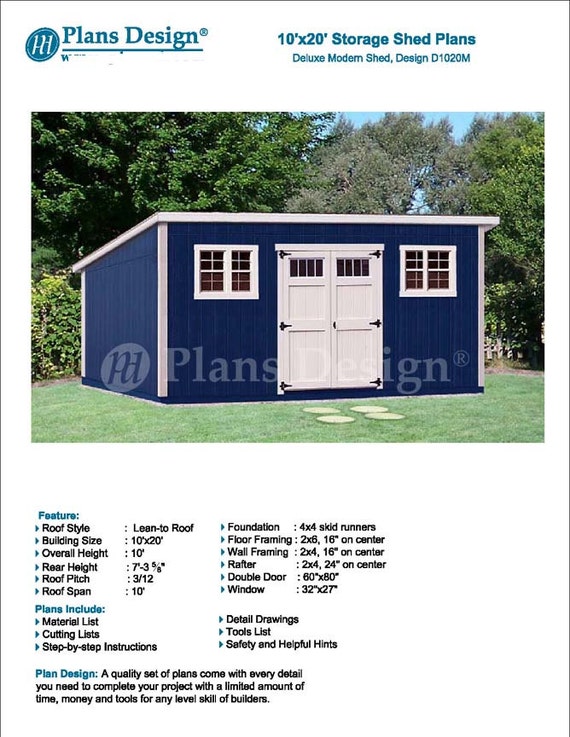 10' X 20' Garden Storage Modern Roof Style, Shed Plans