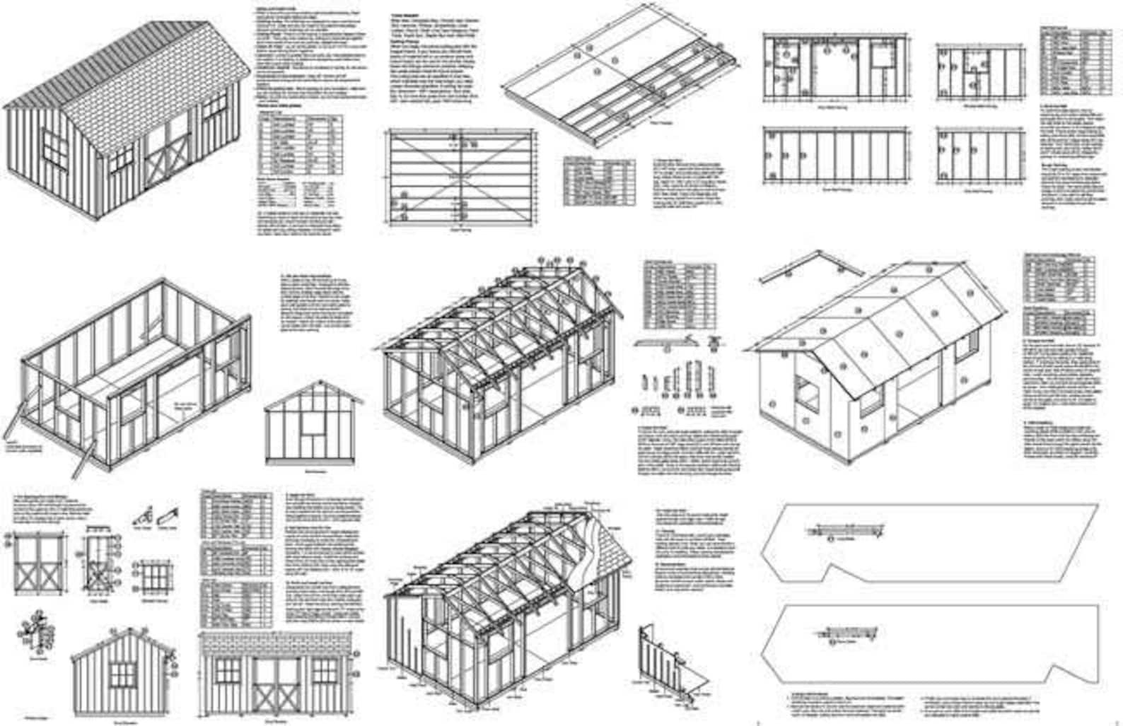 10' X 16' Garden Storage Shed Plans / Blueprints Etsy