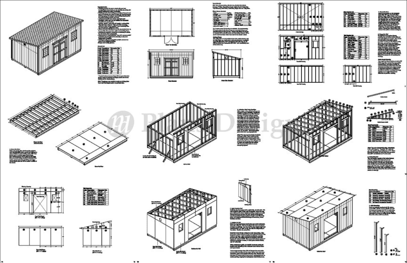 10x16 Modern Garden Shed Plans, Lean-to Roof (blueprints) - Etsy