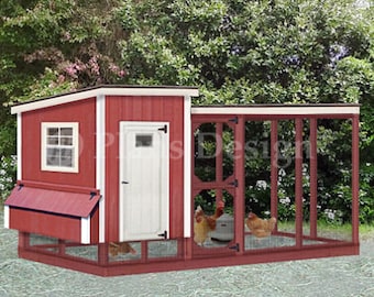 2-in-1 Chicken Coop Plans with Kennel / Hen House, Design #50410LM