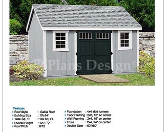 10x14 Gable Shed Plans, Material List, Step-by-Step Instructions (Blueprints)