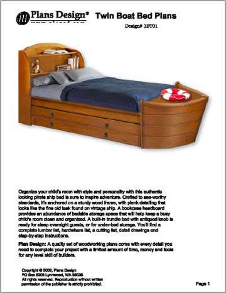 Children S Twin Boat Bed With Trundle Woodworking Plans Image 0