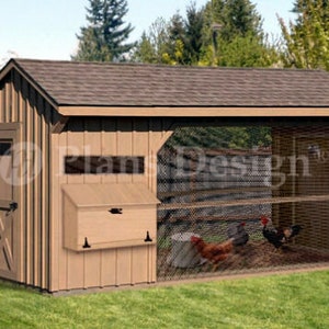 6&#39; x 12&#39; Walk in Saltbox Chicken Coop Plans, Material List Included # 80612CS