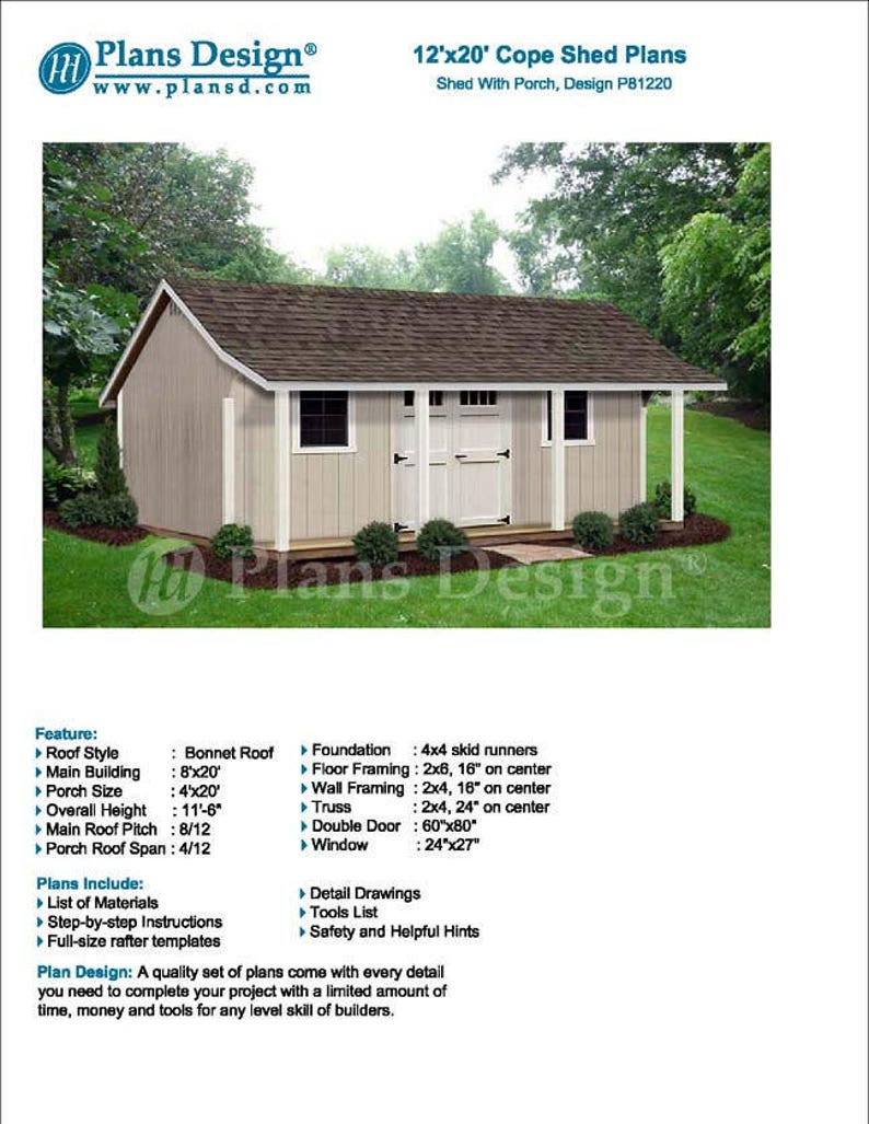 Garden Storage Shed With Porch Plans 16 X 16 Guest House Design