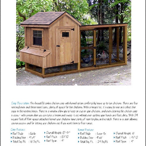 Backyard Chicken Coop Plans With Kennel / Run Salbox / Etsy