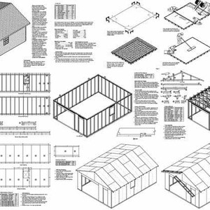 18' X 24' Car Garage / Workshop Structure / Storage Shed Project Blueprints Plans, Step-by Step Instructions Included, Design 51824 image 2