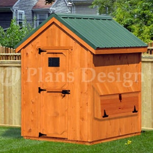 Chicken Coop Plans, 6 by 6 Full Size Kennel / Hen House, Gable Roof 90606CG
