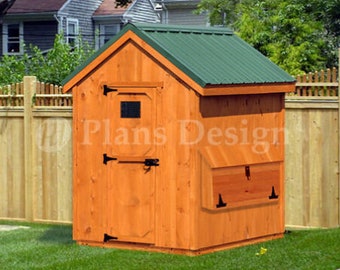 Chicken Coop Plans, 6 by 6 Full Size Kennel / Hen House, Gable Roof 90606CG