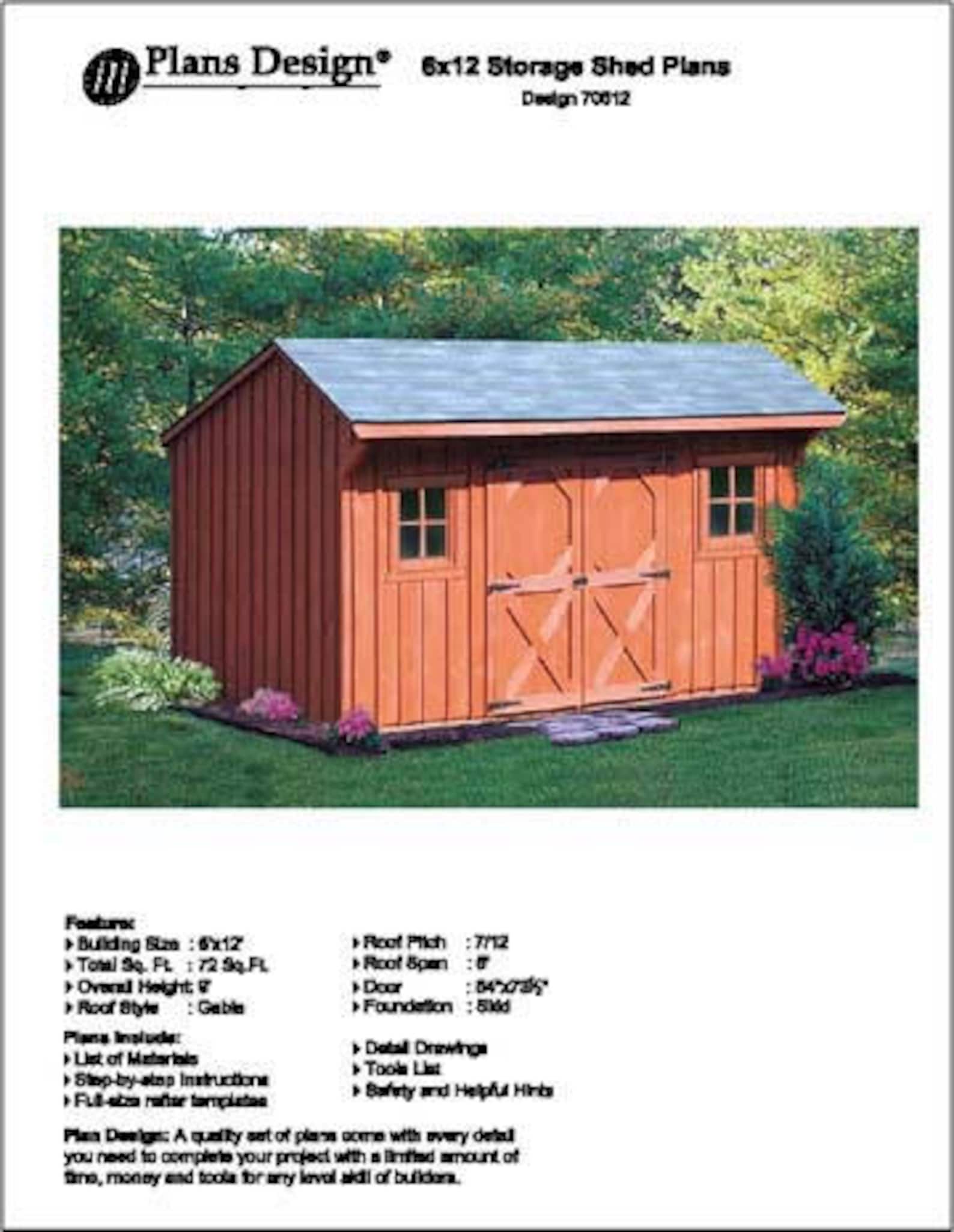 6' X 12' Playhouse or Garden Storage Shed Plans, Classic Saltbox Style