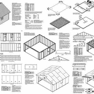 20 x 20 Two Car Garage / Workshop / Storage Shed Building Project Blueprints Plans, Step-by Step Instructions Included, Design 52020 image 2