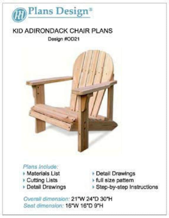 Child Adirondack Chair with Pattern Trace and Cut 