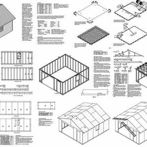 18 ft x 20 ft Car Garage / Workshop Structure / Storage Shed Project Blueprints Plans, Step-by Step Instructions Included, Design 51824 image 2