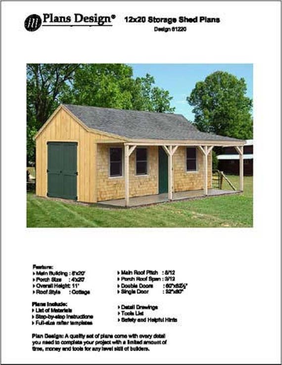 12' x 20' Building Cottage Shed With Porch Plans