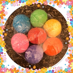 Rainbow Mini Flower Bath Bomb Pack. Flower Power Bath Bomb Pack. Mini Bath Fizzies. Mini Bath Bombs. 7 (Seven) Mini Bath Bombs. Flower Gift.