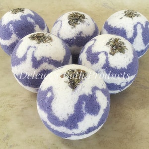 Lavender Blooms Bath Bomb. Lavender Bath Bomb. Topped with real lavender buds. Mother's Day Day Gift. Gift for Mom. Gift for Her. Valentine image 1