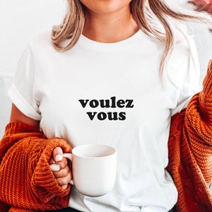 Voulez Vous Tshirt 70s band Ladies Tee slogan Black White Grey Tour Fan gift top mum friend Size S-XXL