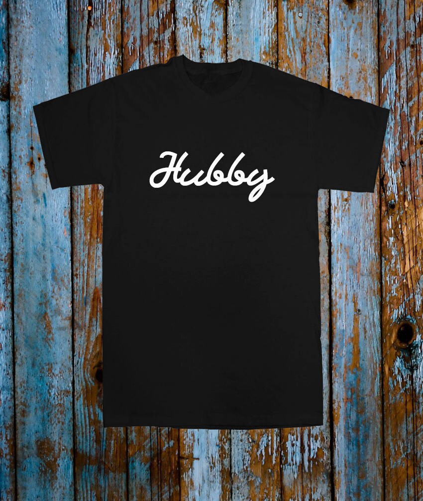 Image of Hubby Men's T-Shirt Top Tee Black White Wedding Honeymoon Gift Present Holiday Funny Popular