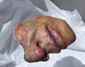 human face sculpture, halloween decoration, gothic home decor, curiosities and oddities, creepy garden decoration, antique vintage, handmade